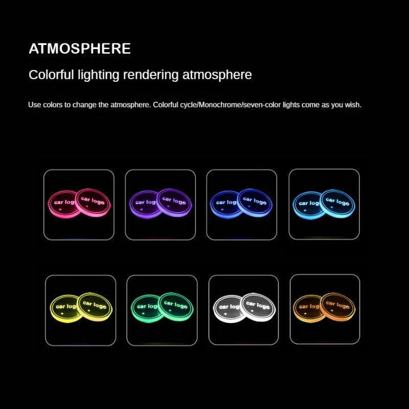 7-Color LED Car Cup Holder Coaster with Motion Sensor