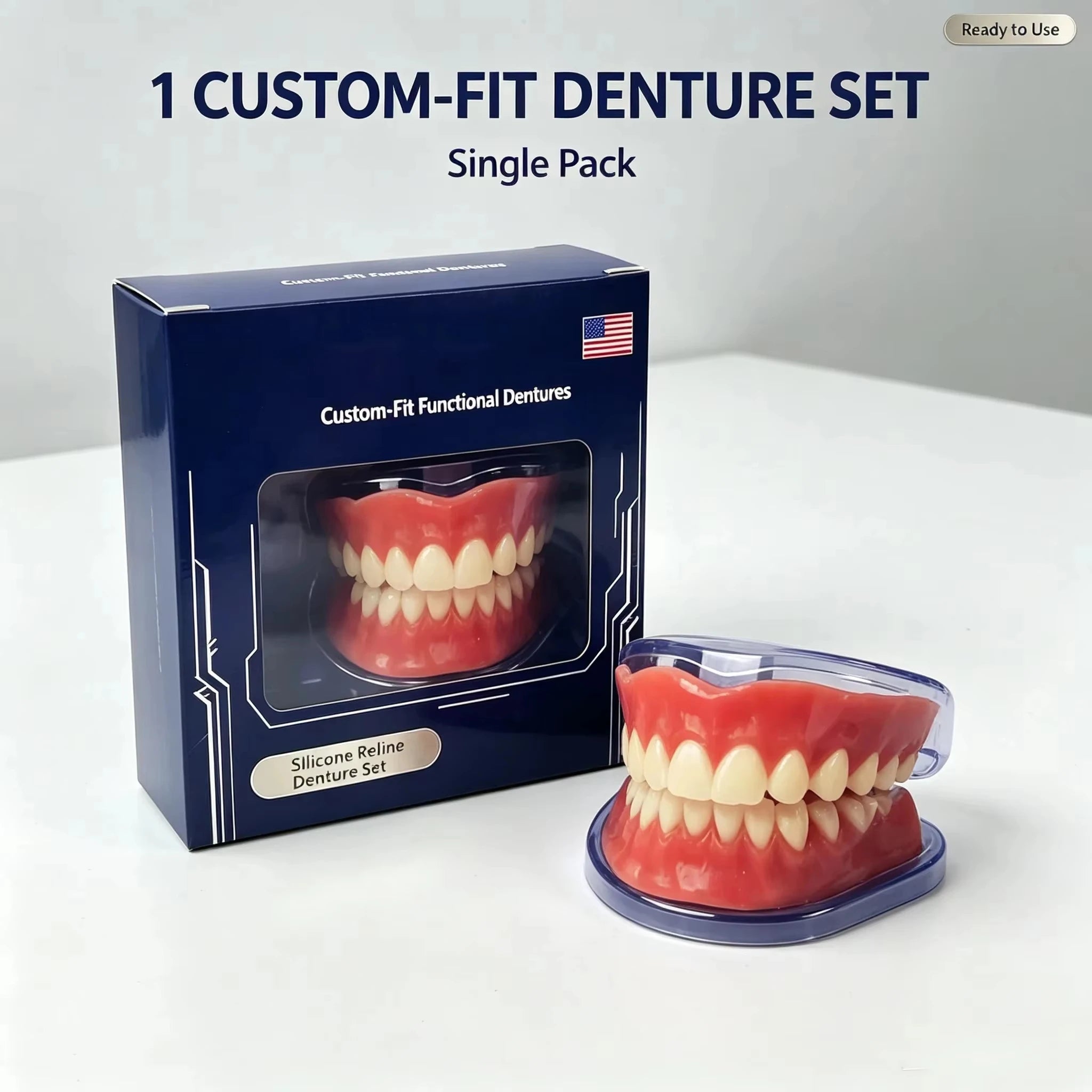 Instant Smile Cosmetic Dentures with Silicone Gum Base - 9
