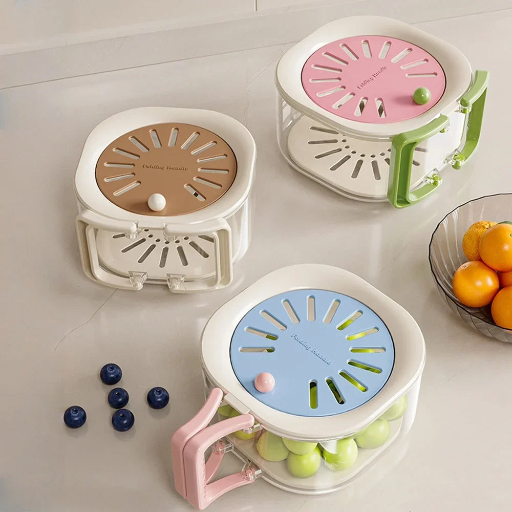 Multifunctional 2-in-1 Vegetable and Fruit Drain Basket with Lid - 5
