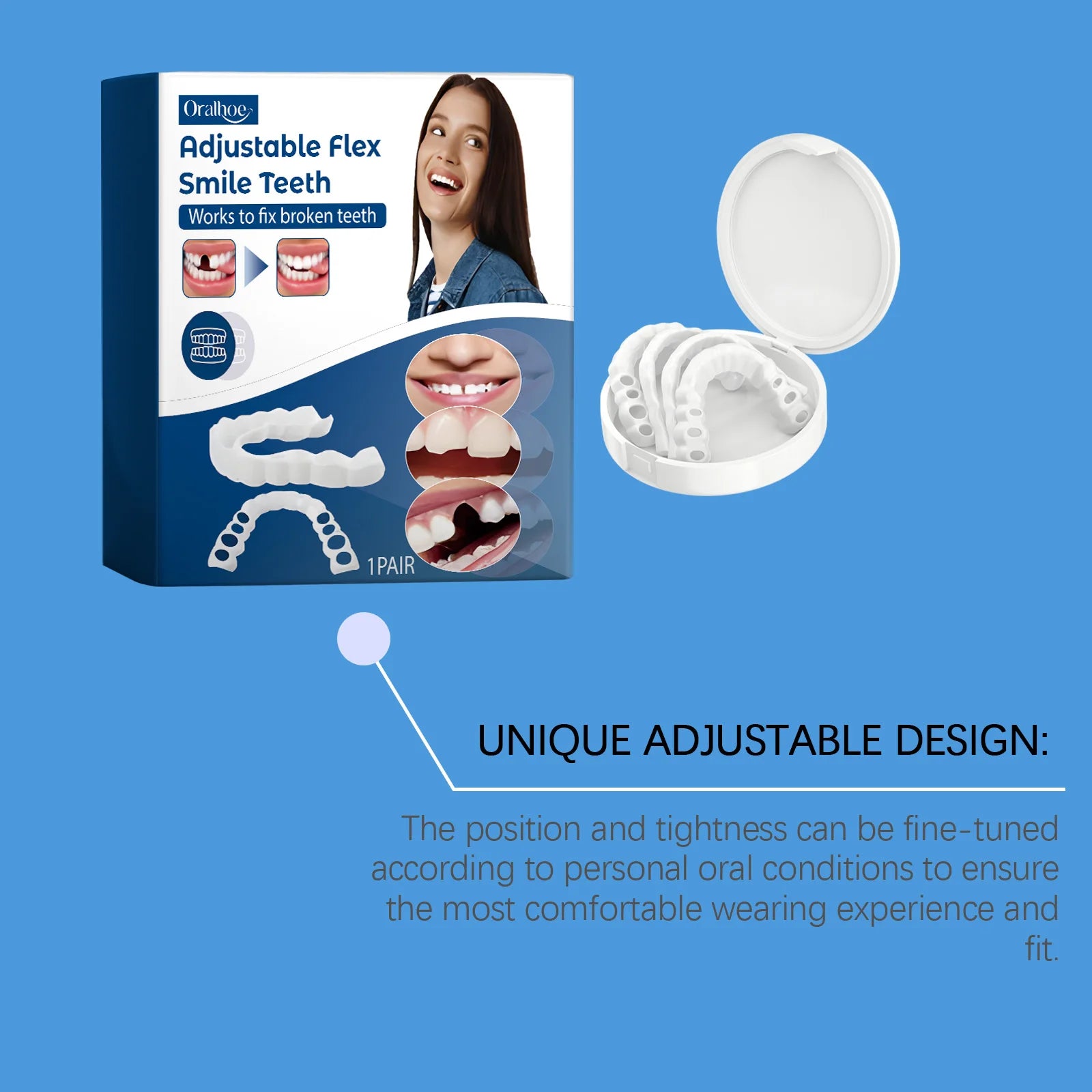 Adjustable Snap-On Smile Veneers for Missing or Broken Teeth - 17