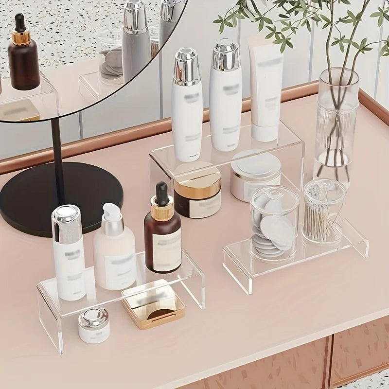 Clear Acrylic U-Shaped Display Riser for Collectibles and Makeup - 3