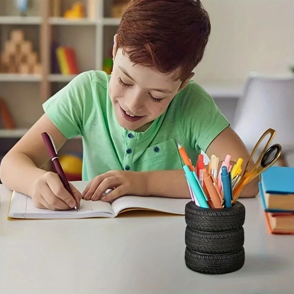 Creative Tyre Shape Desktop Pen Holder and Stationery Organizer - 14