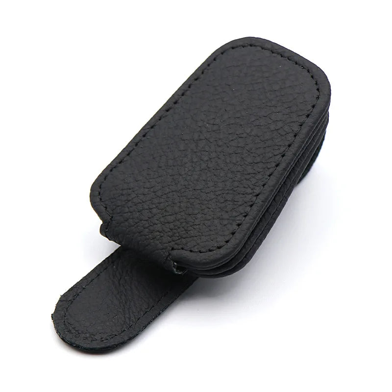 Magnetic Leather Car Visor Sunglasses and Ticket Holder