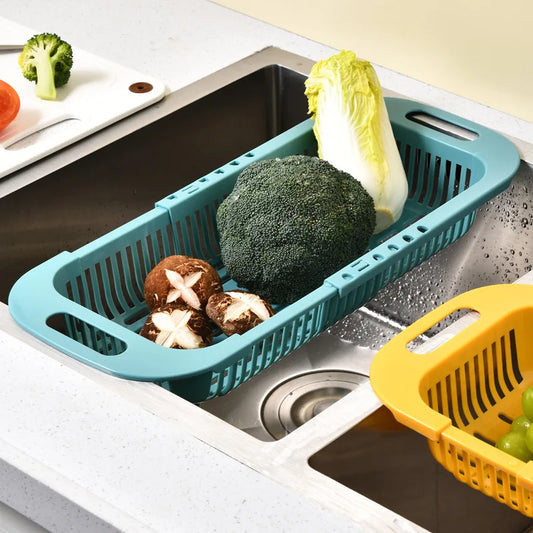 Extendable Over-the-Sink Vegetable and Fruit Colander Strainer