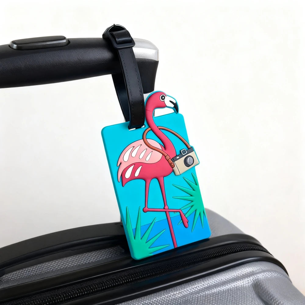 Cute Flamingo Luggage Tag Travel Bag Identifier and ID Holder