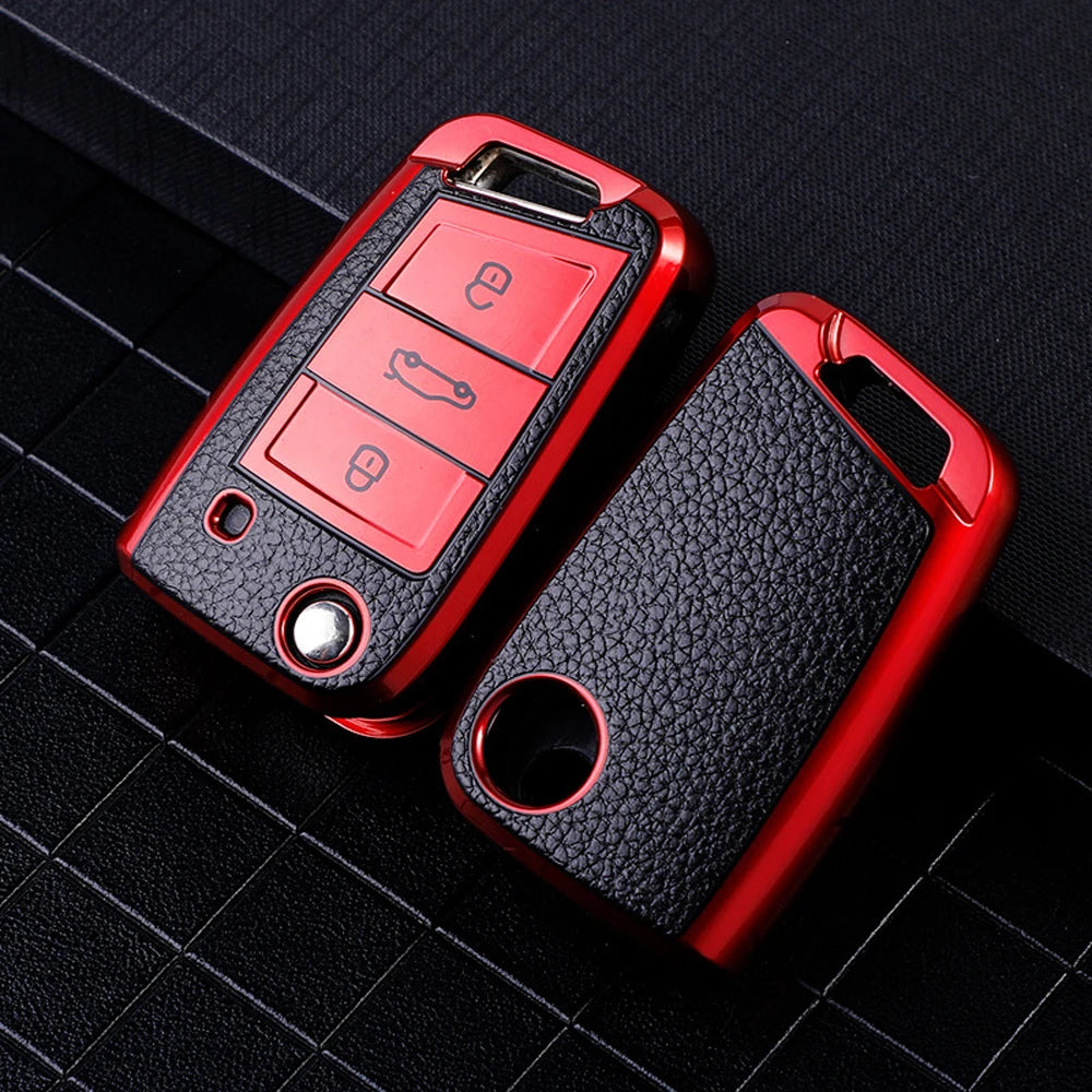 Leather and TPU Protective Car Key Cover
