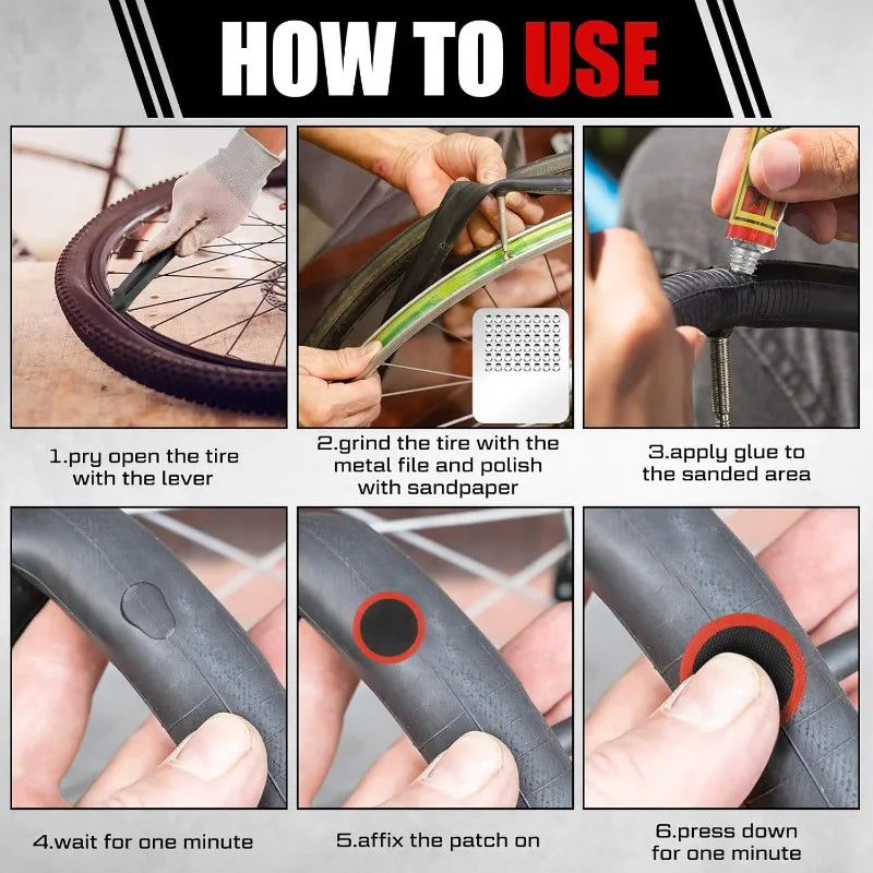 Bicycle and Motorcycle Tire Puncture Repair Kit - 6