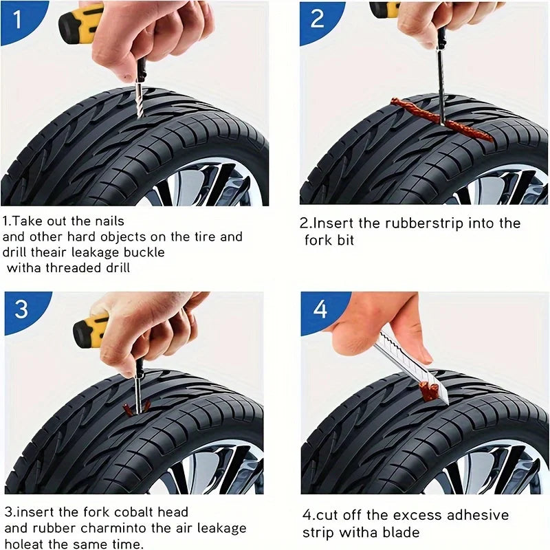 Emergency Tire Puncture Repair Tool Kit for Vehicles - 6