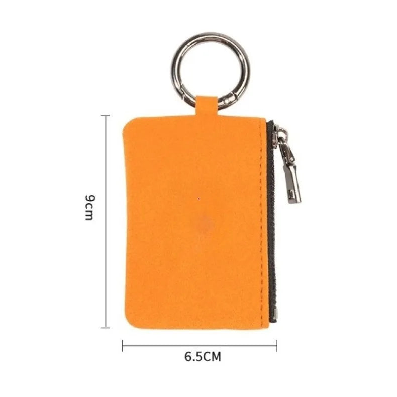 Portable Suede Leather Zippered Keychain Key Pouch Wallet - 10