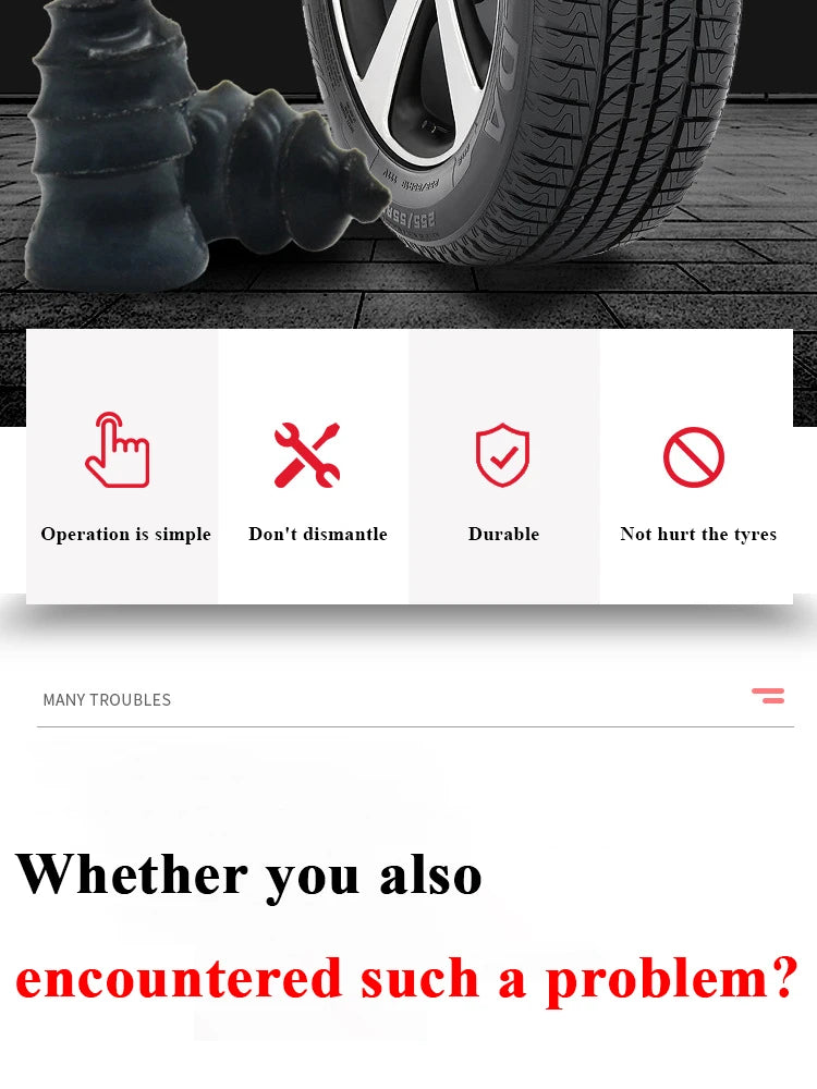 Self-Sealing Emergency Tire Repair Rubber Nails