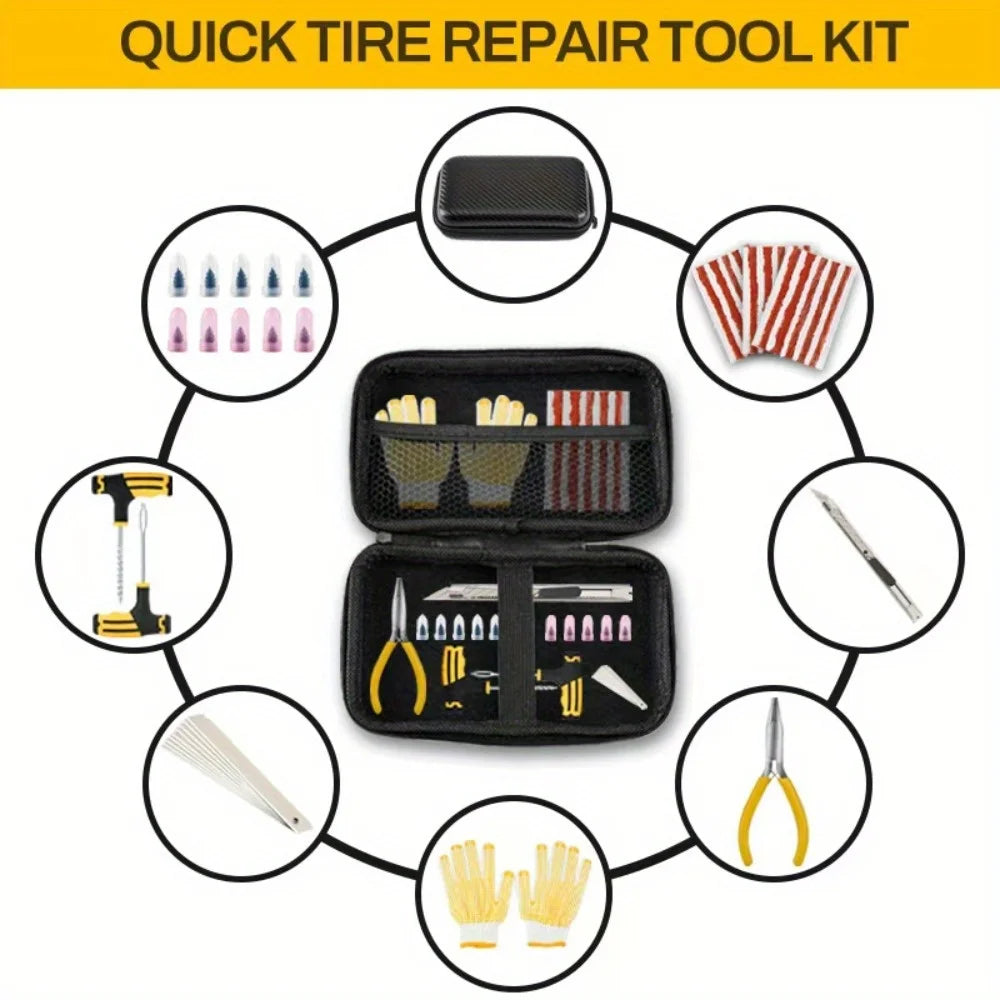 Emergency Tubeless Tire Puncture Repair Kit - 7