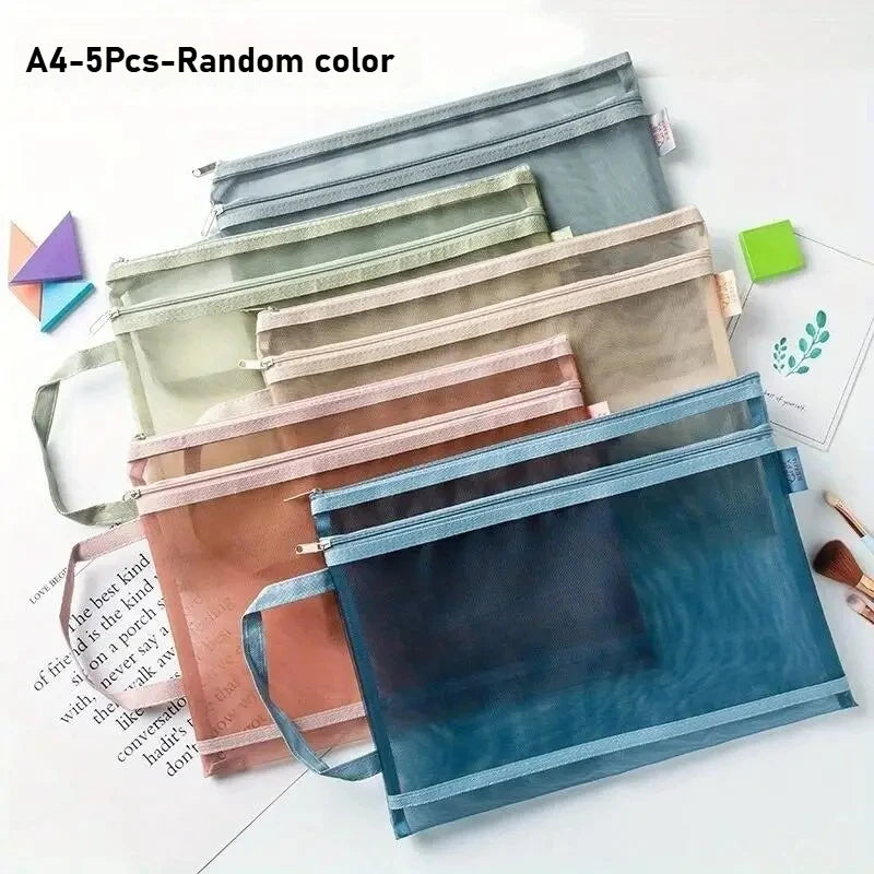 Transparent Double-Layer Mesh Document Storage Bag - 14
