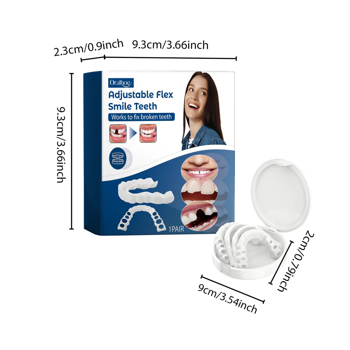 Adjustable Snap-On Smile Veneers for Missing or Broken Teeth