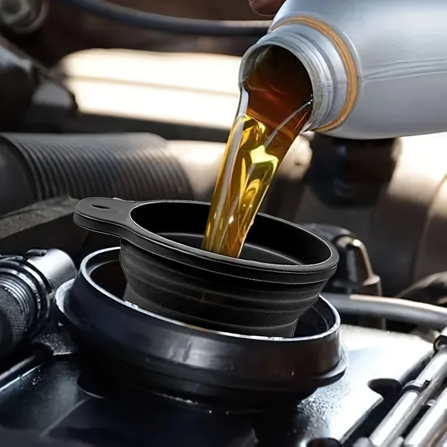 Portable Foldable Silicone Funnel for Car Oil and Fluid Changes