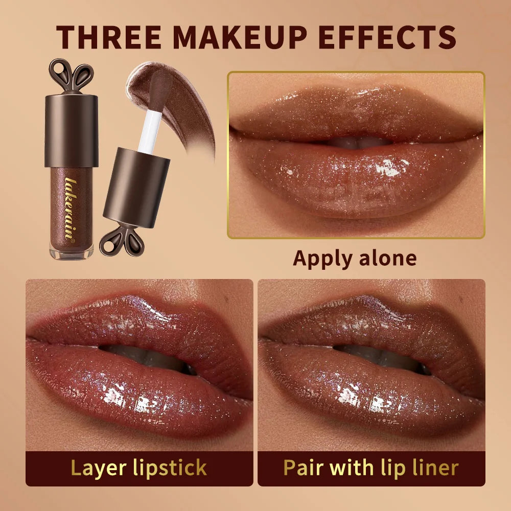 Moisturizing Chocolate Shimmer Lip Gloss for Plump Hydrated Lips - 4