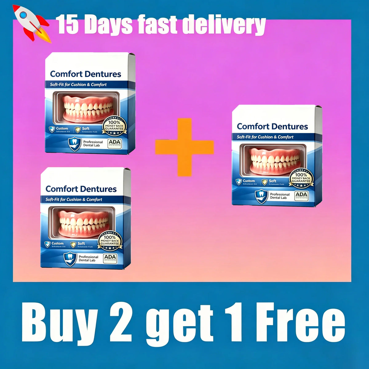 Comfort Fit Snap-On Silicone Dentures for Realistic Smile