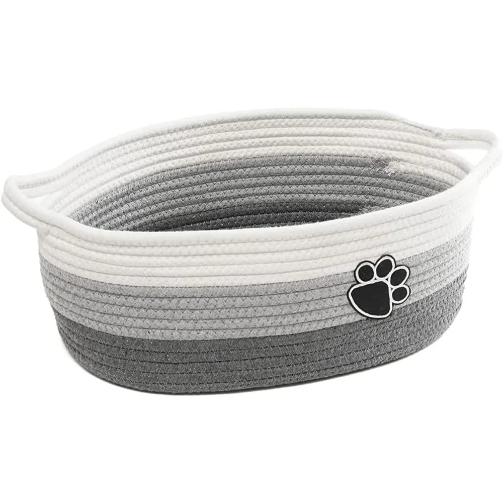 Woven Pet Toy Storage Basket with Handles - 10