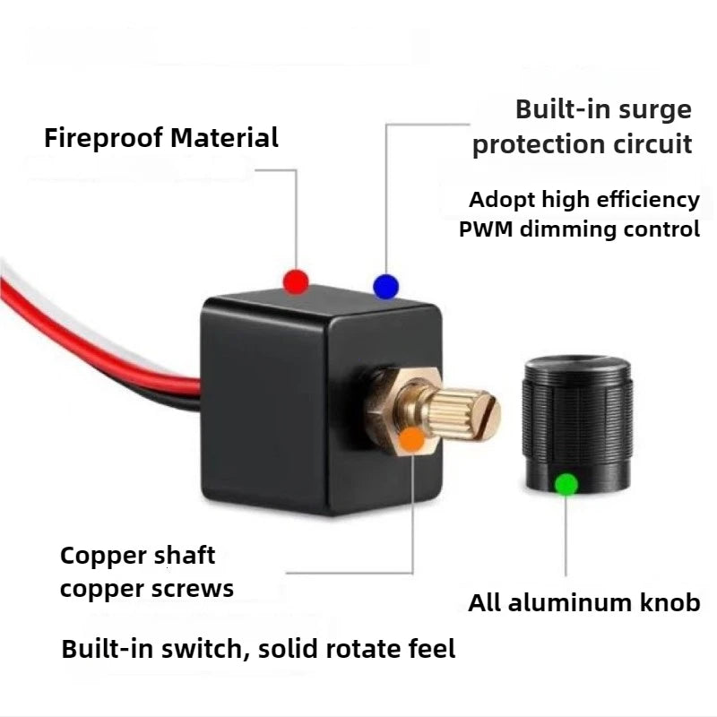 12V Rotary LED Light Dimmer Switch for RV and Marine Lighting - 4