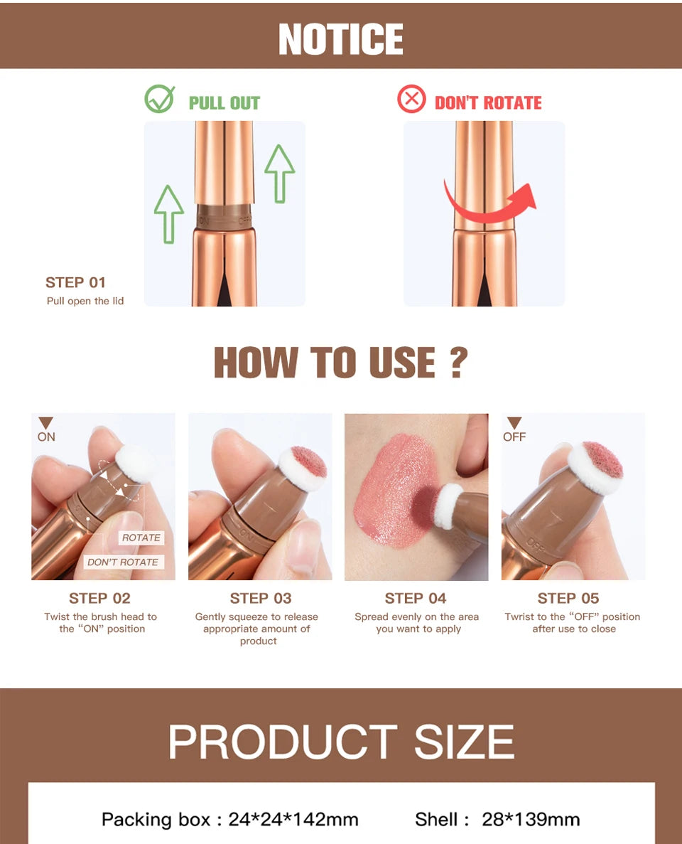 Liquid Face Contouring, Blush, and Highlighter Wand with Cushion Tip - 19