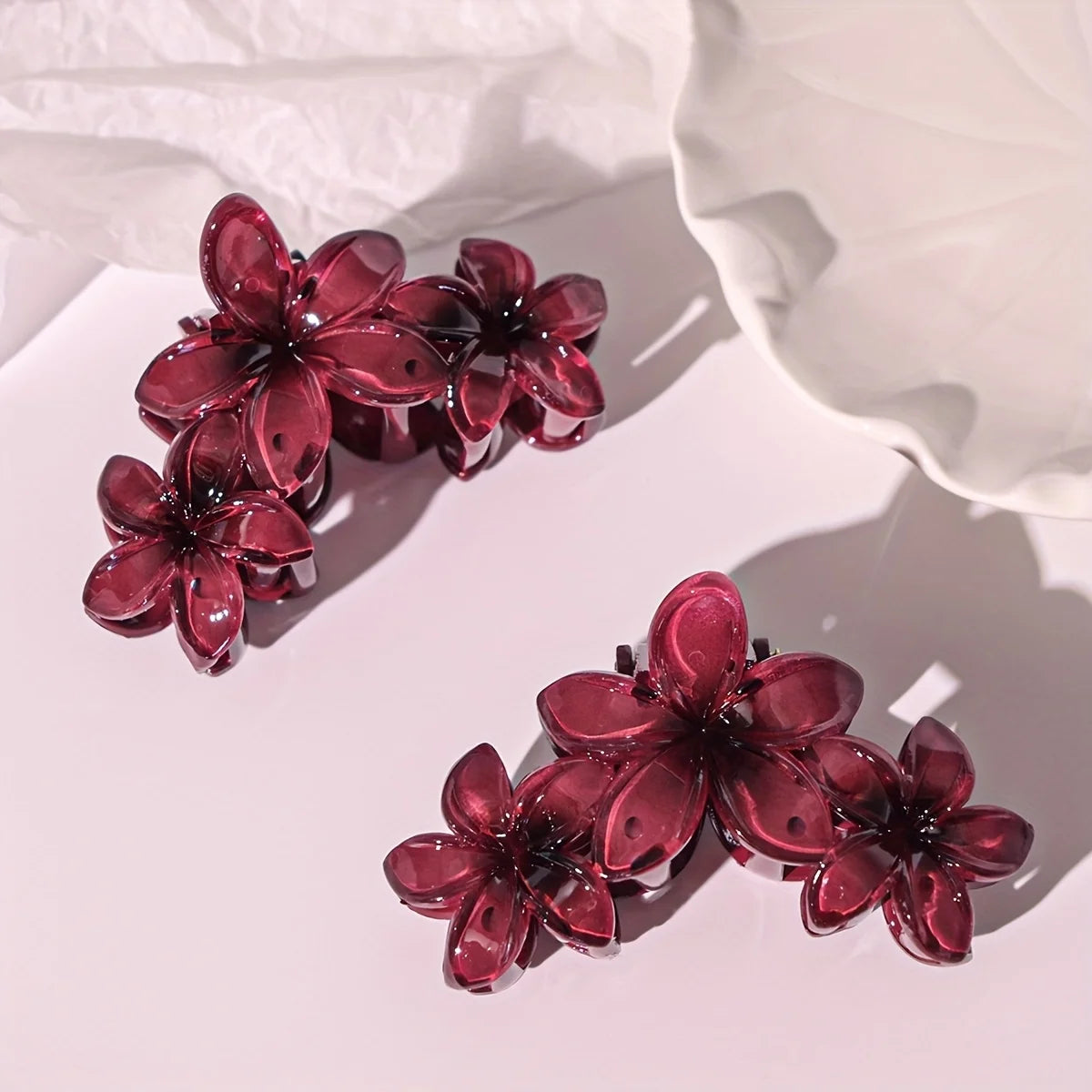 Hawaiian Plumeria Flower Hair Claw Clips Non Slip Beach Accessories - 10