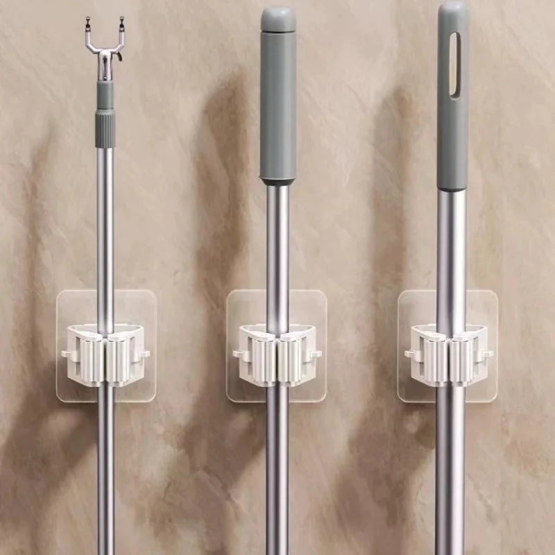 Adhesive Wall-Mounted Mop and Broom Holder - 3