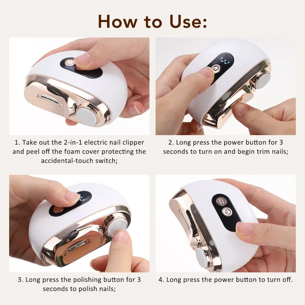 Electric Automatic Nail Clipper and Polisher with LED Light - 8