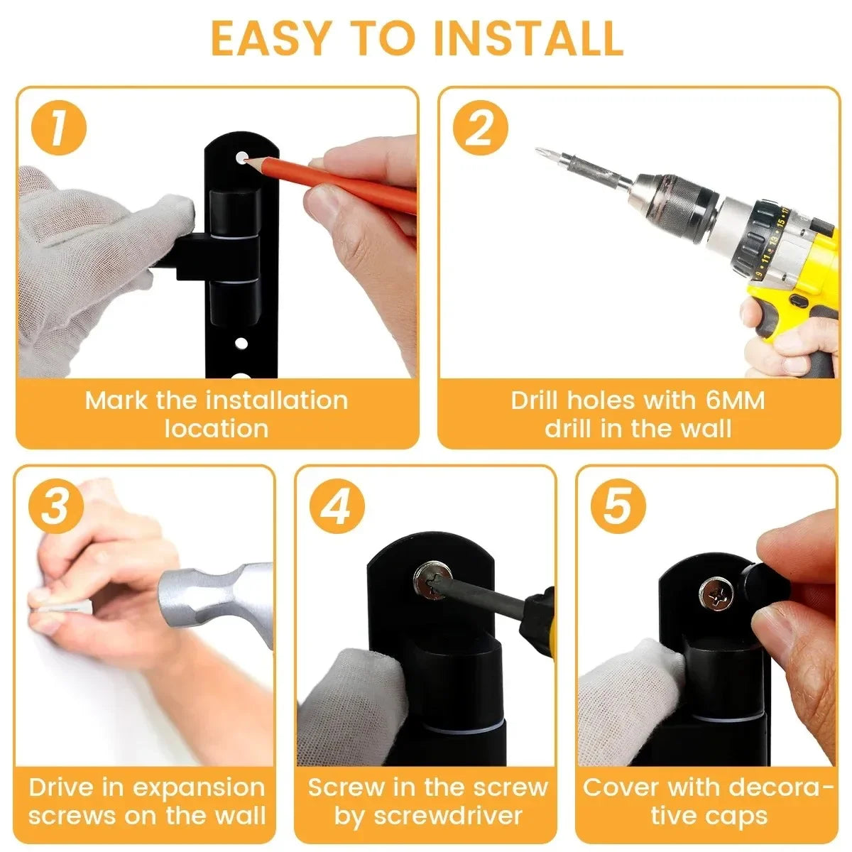 180° Rotating Wall-Mount Helmet Holder Rack - 11