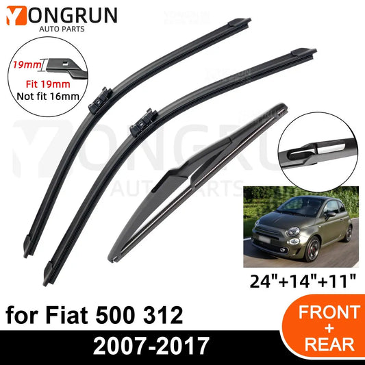 Front and Rear Windshield Wiper Blades for Fiat 500