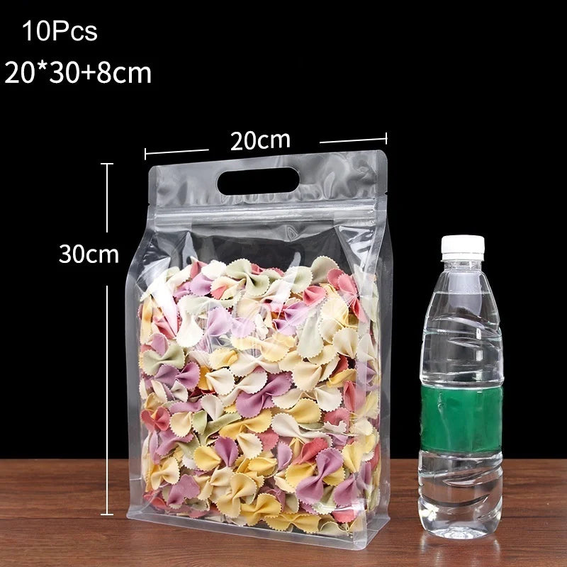 10 Pack Transparent Stand Up Ziplock Bags Portable Food Storage Pouches