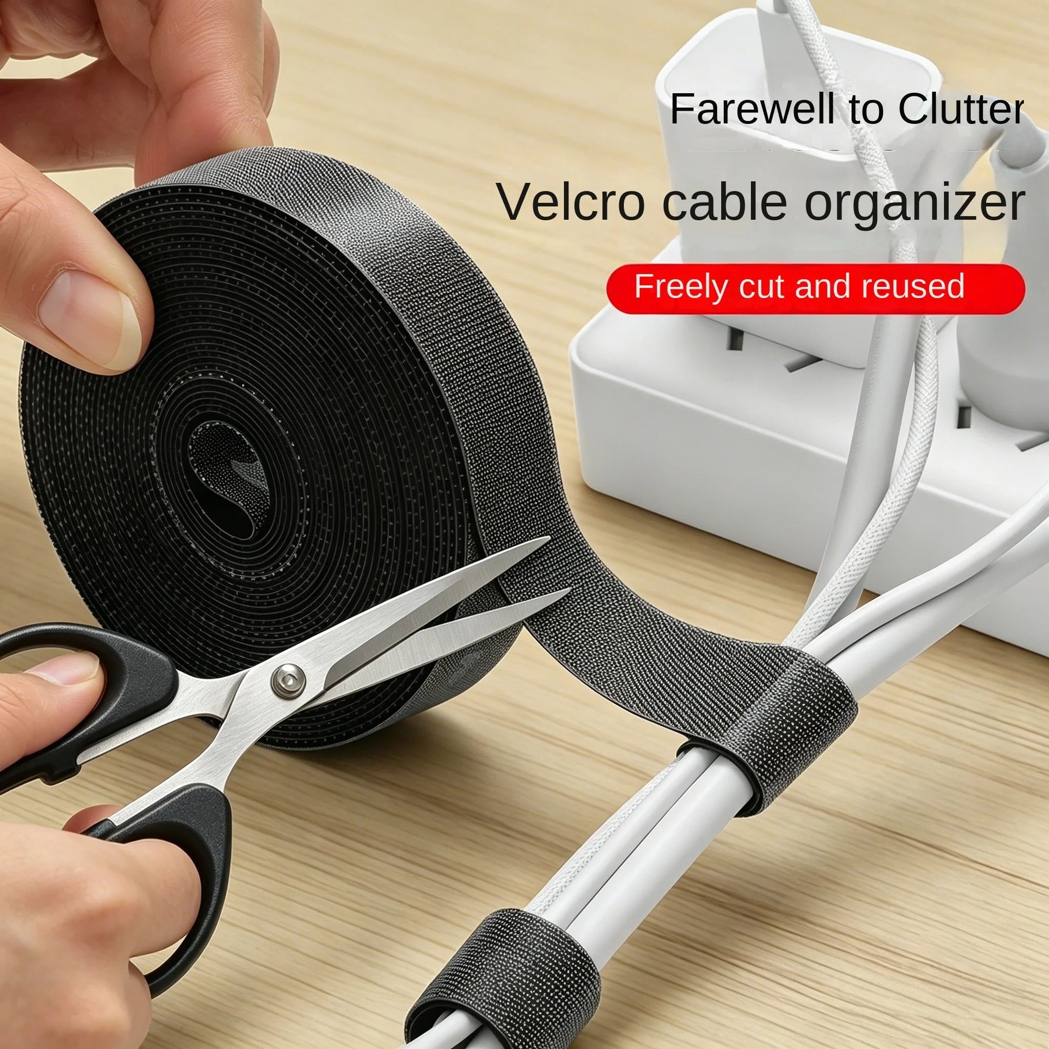 Adjustable Cable Organizer Ties Nylon Wire Management Strap Roll - 1