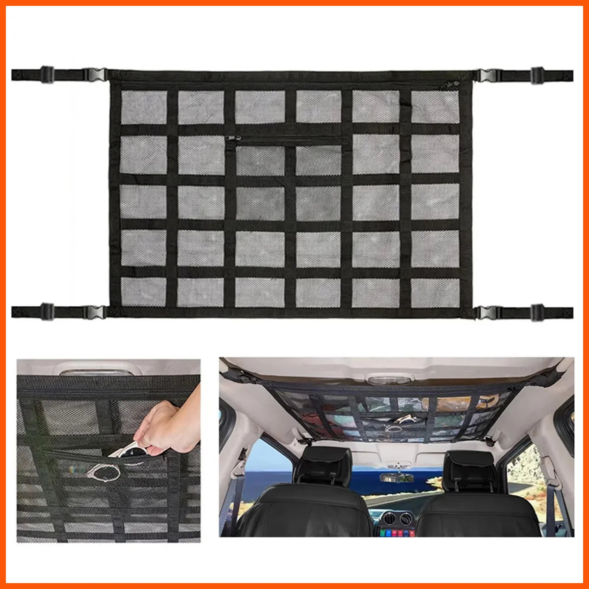 Car Ceiling Storage Net Pocket for Organized Travel - 4