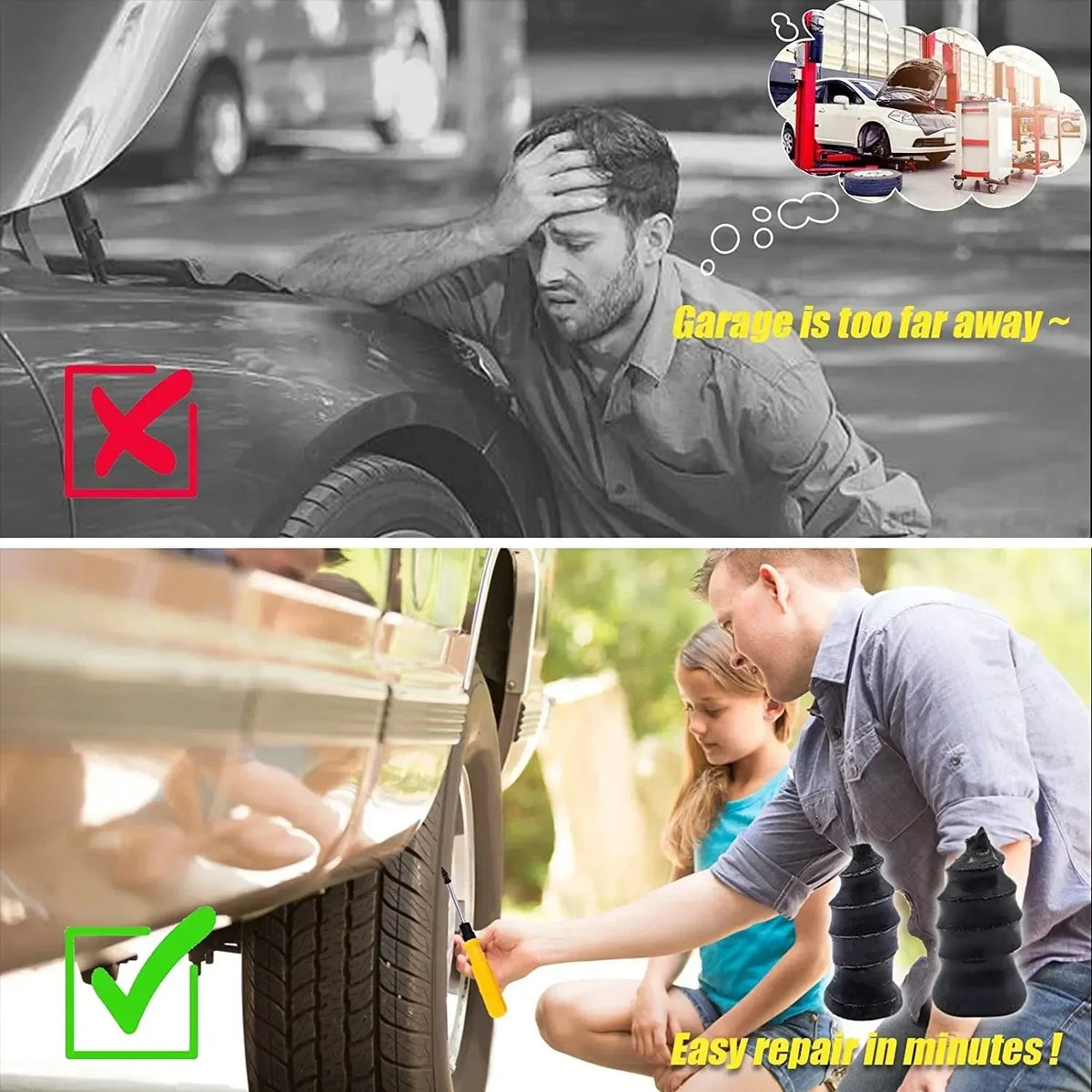 Tire Repair Rubber Nails Puncture Seal Kit for Car Motorcycle Bike