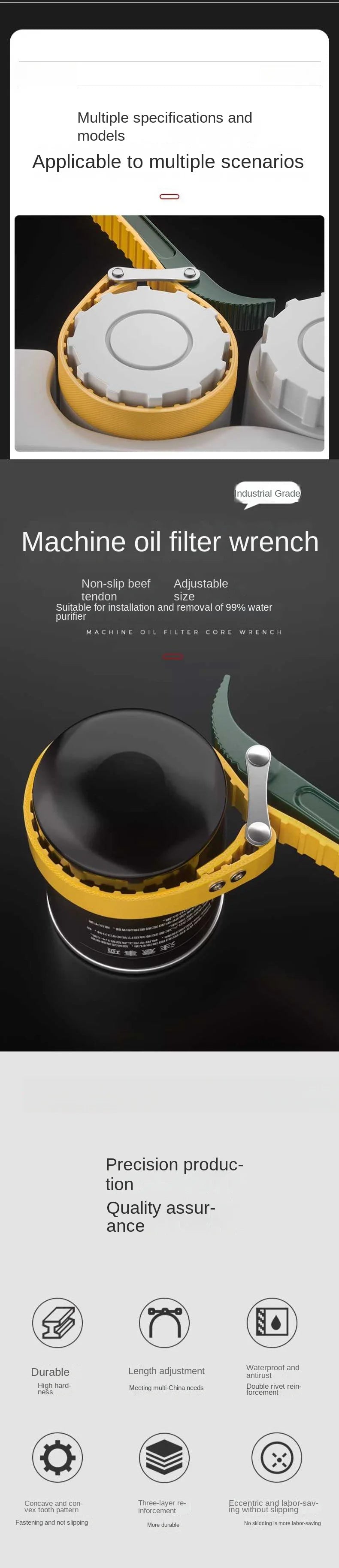 Adjustable Multi-Purpose Strap Wrench for Oil Filters and Pipes