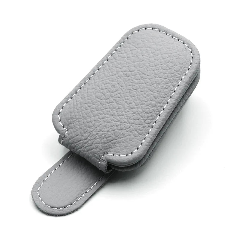 Magnetic Leather Car Visor Sunglasses and Ticket Holder