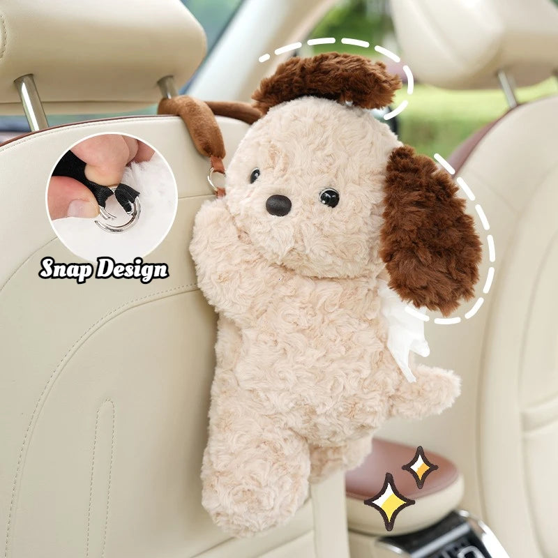 Cute Cartoon Plush Car Tissue Holder Hanging Organizer - 3