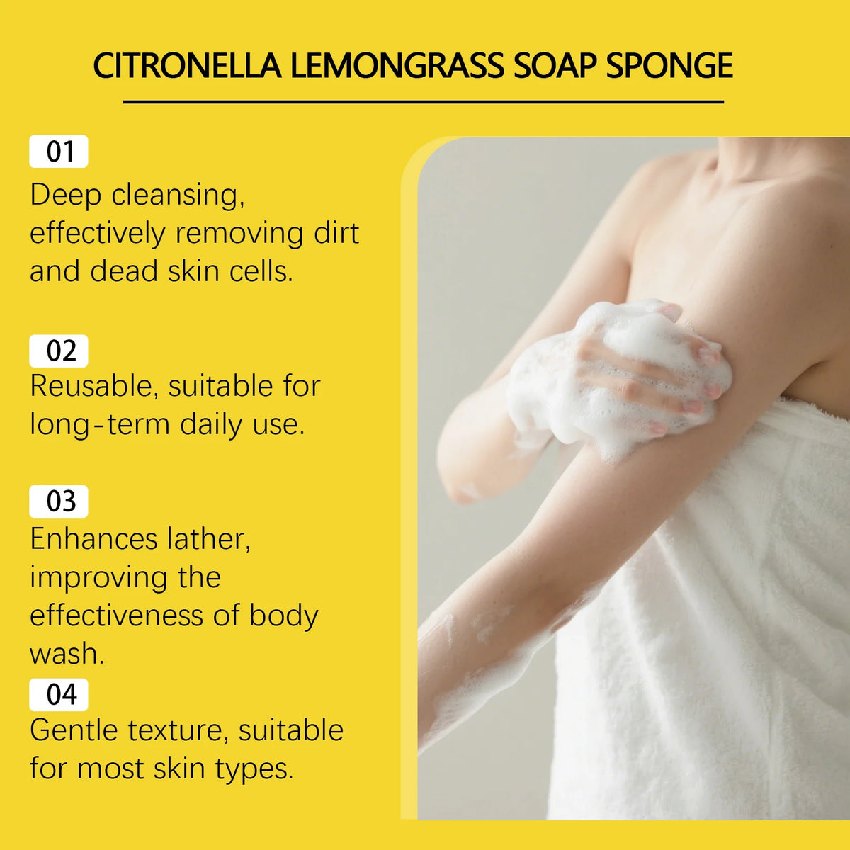 Exfoliating Lemongrass Bath Sponge for Daily Body Cleansing