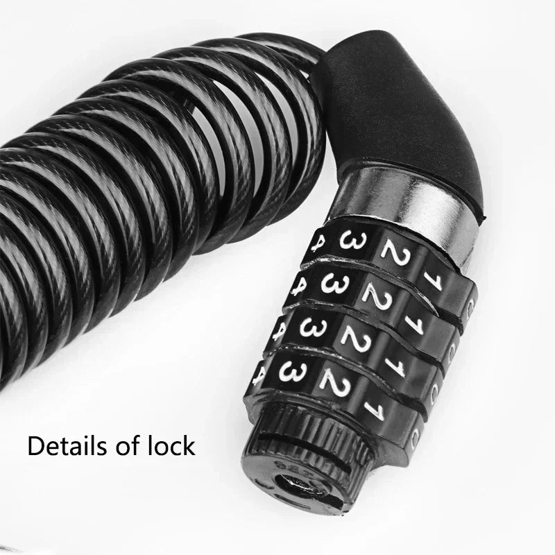 4-Digit Portable Combination Cable Lock for Helmets and Bicycles