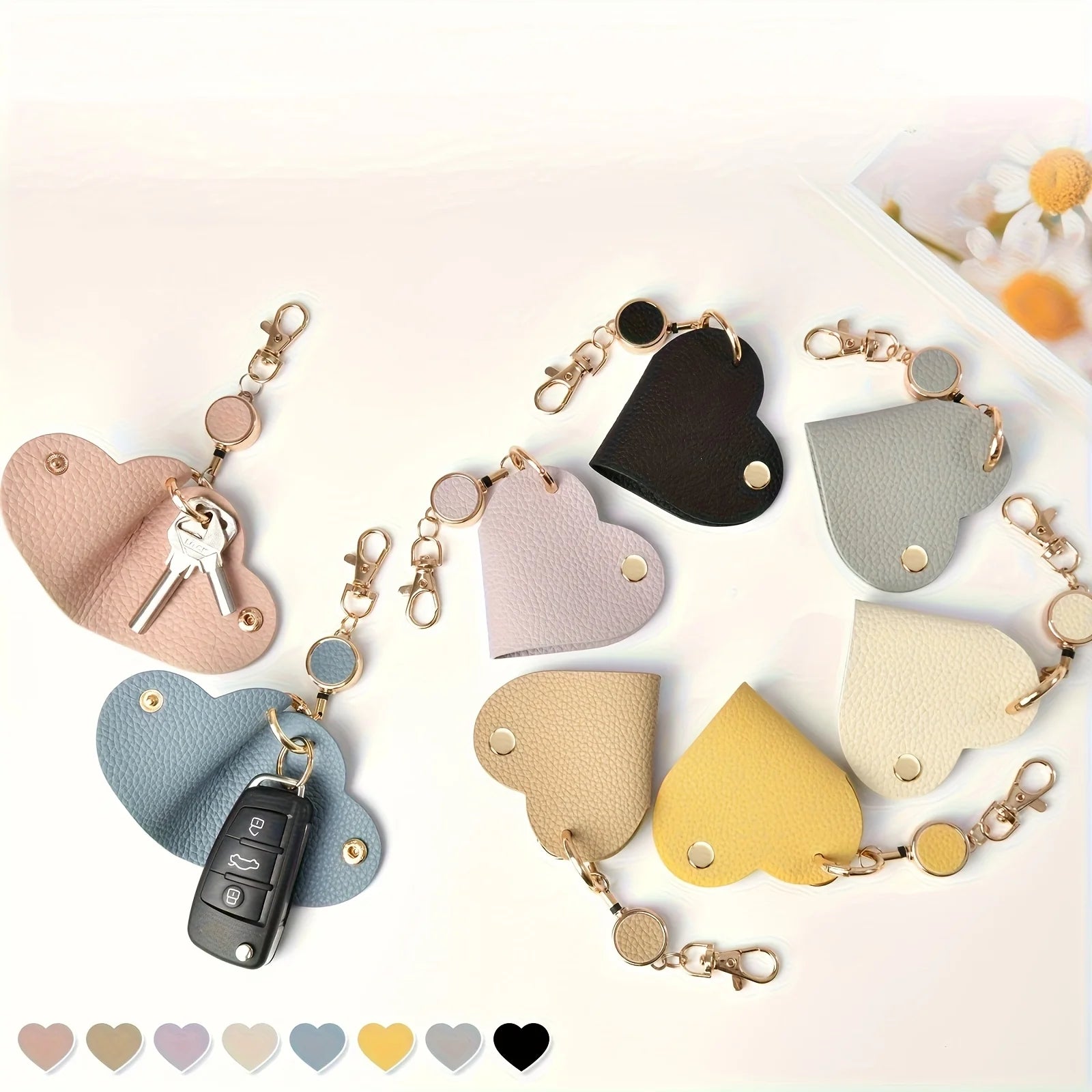 Heart-Shaped Retractable Keychain Wallet - 7