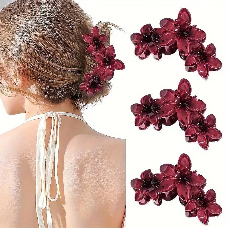 Hawaiian Plumeria Flower Hair Claw Clips Non Slip Beach Accessories - 2