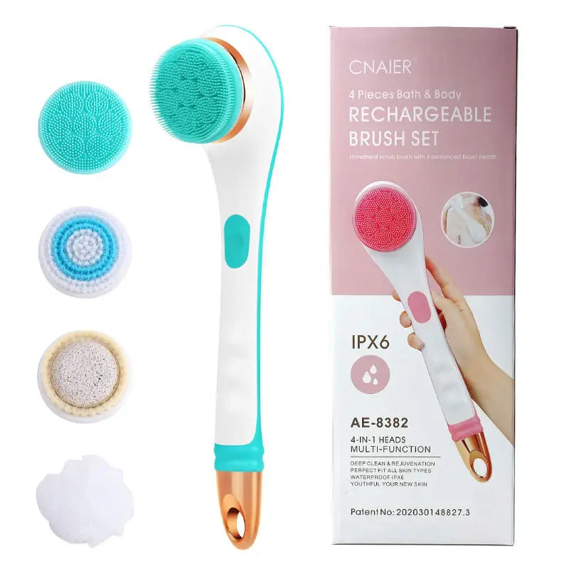 Electric Rechargeable Long-Handle Bath and Body Exfoliating Brush
