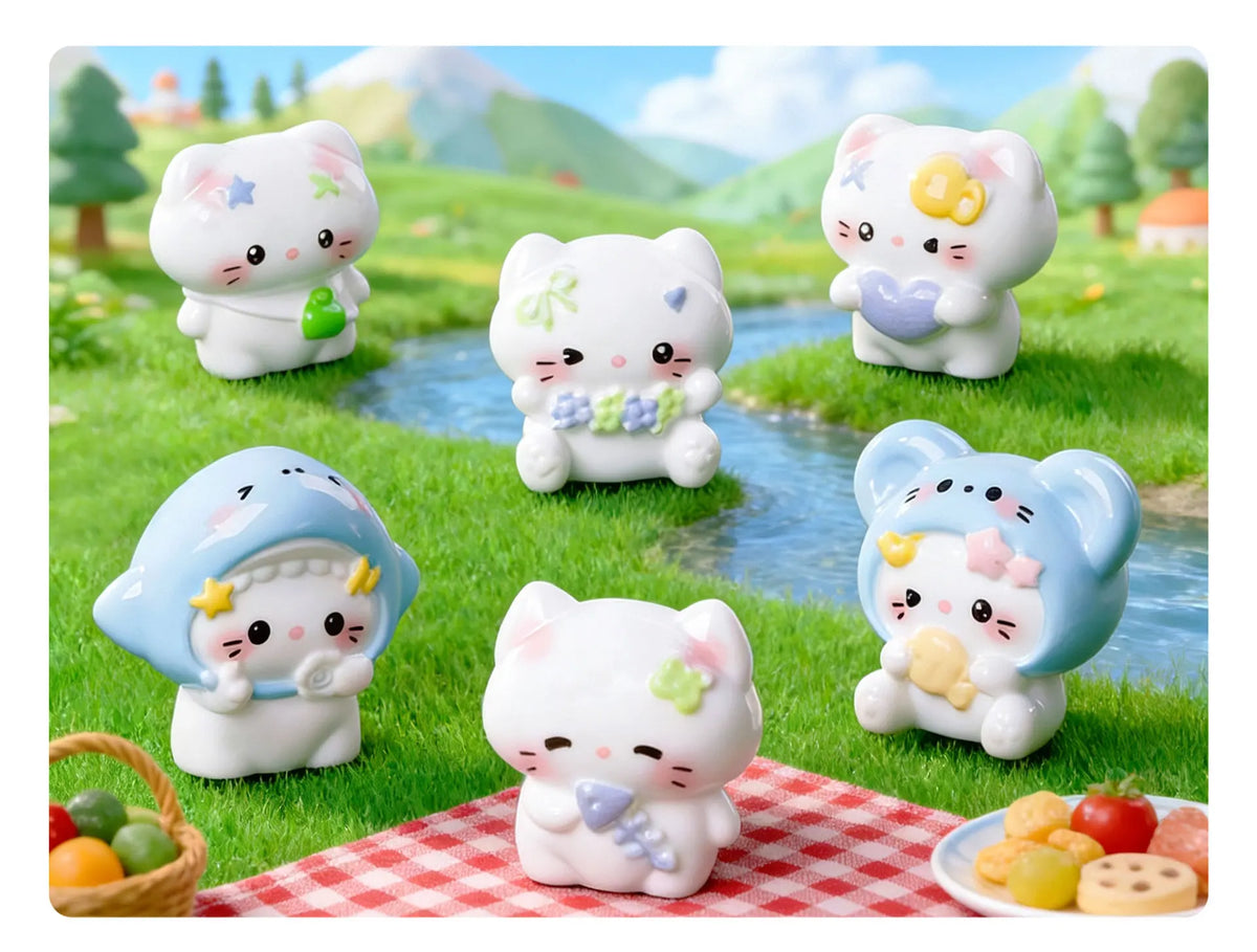 Cute Kawaii Cat Miniature Figurines for Car Dashboard and Desk Decor