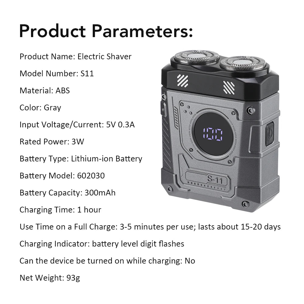 Portable Mini Electric Shaver with Digital Display - 27