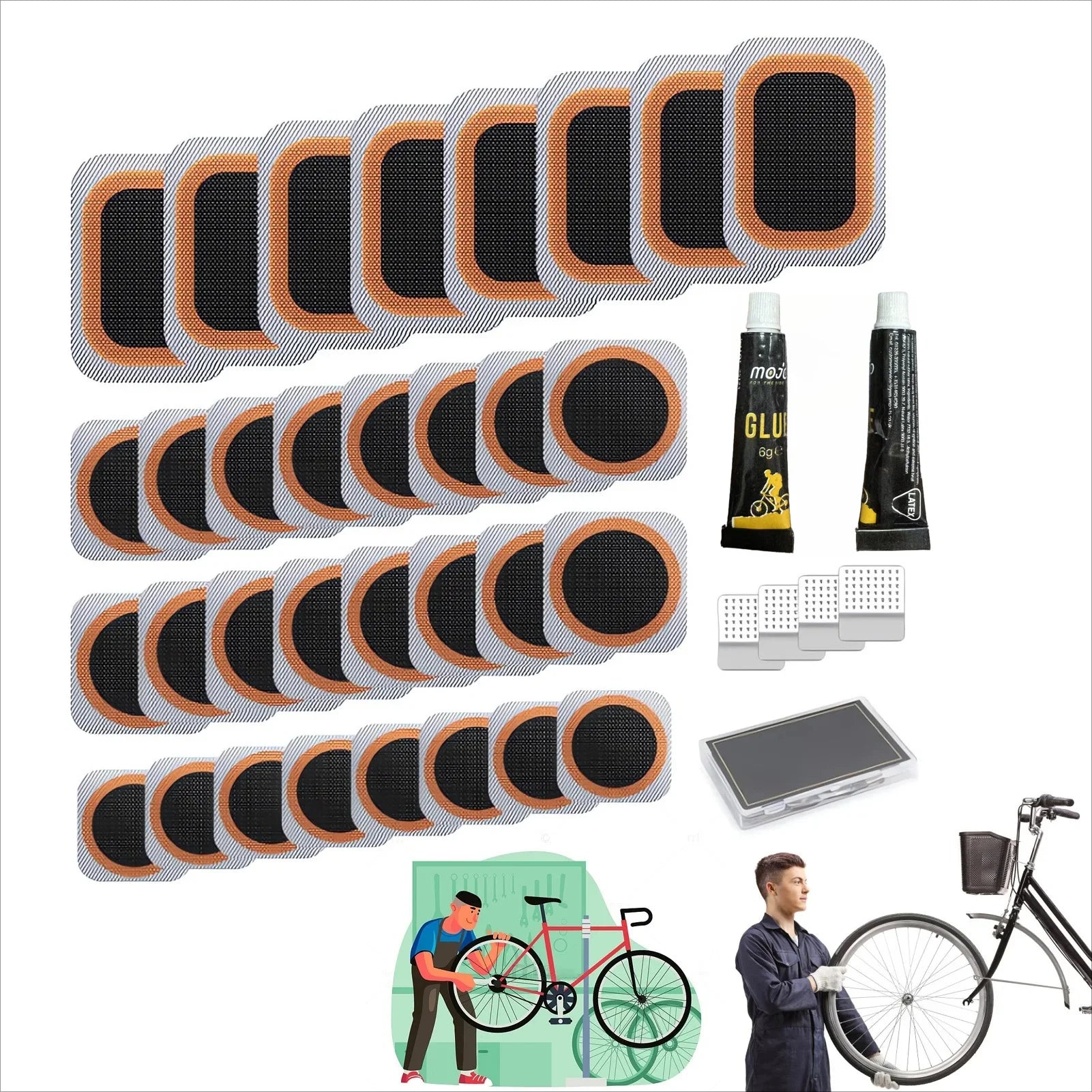 Professional Bicycle Tire Puncture Repair Kit - 6