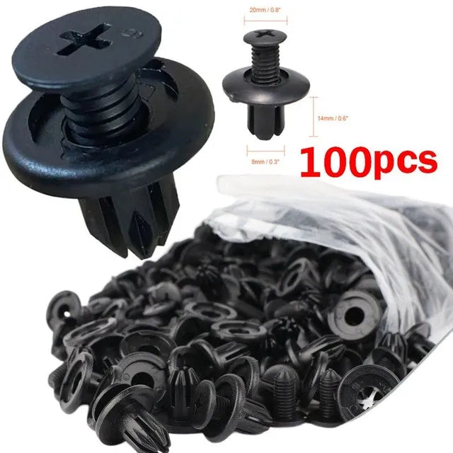 8mm Car Bumper and Door Trim Push Fastener Clips - 19