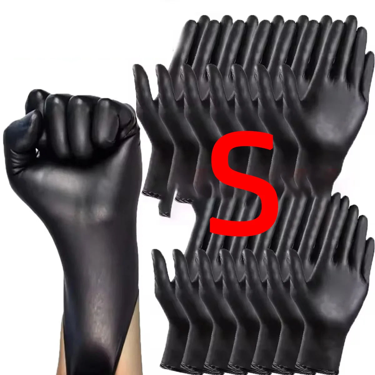 Heavy Duty Black Nitrile Disposable Gloves Powder Free Multipurpose - 16