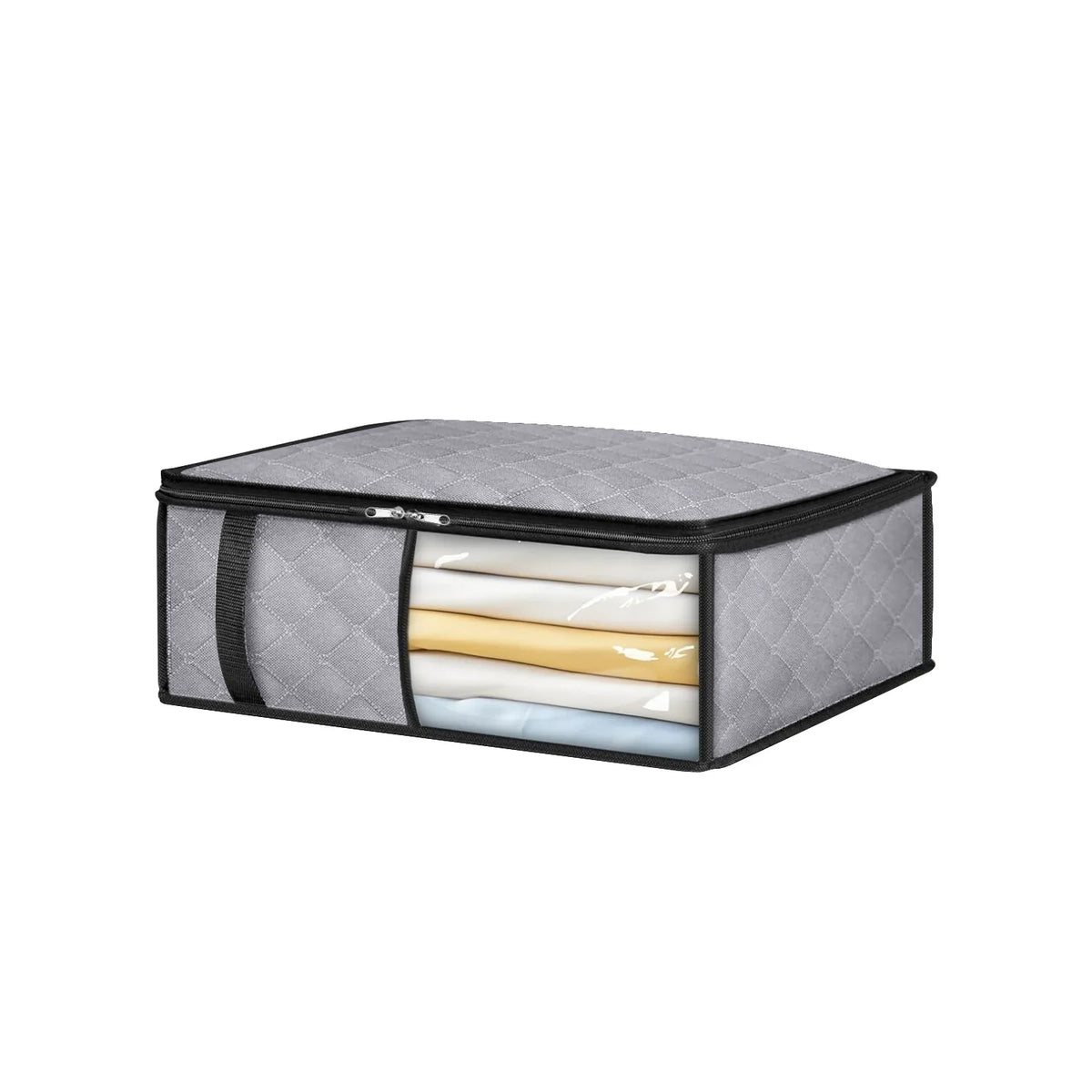 Foldable Bedding and Clothing Storage Organizer with Clear Window