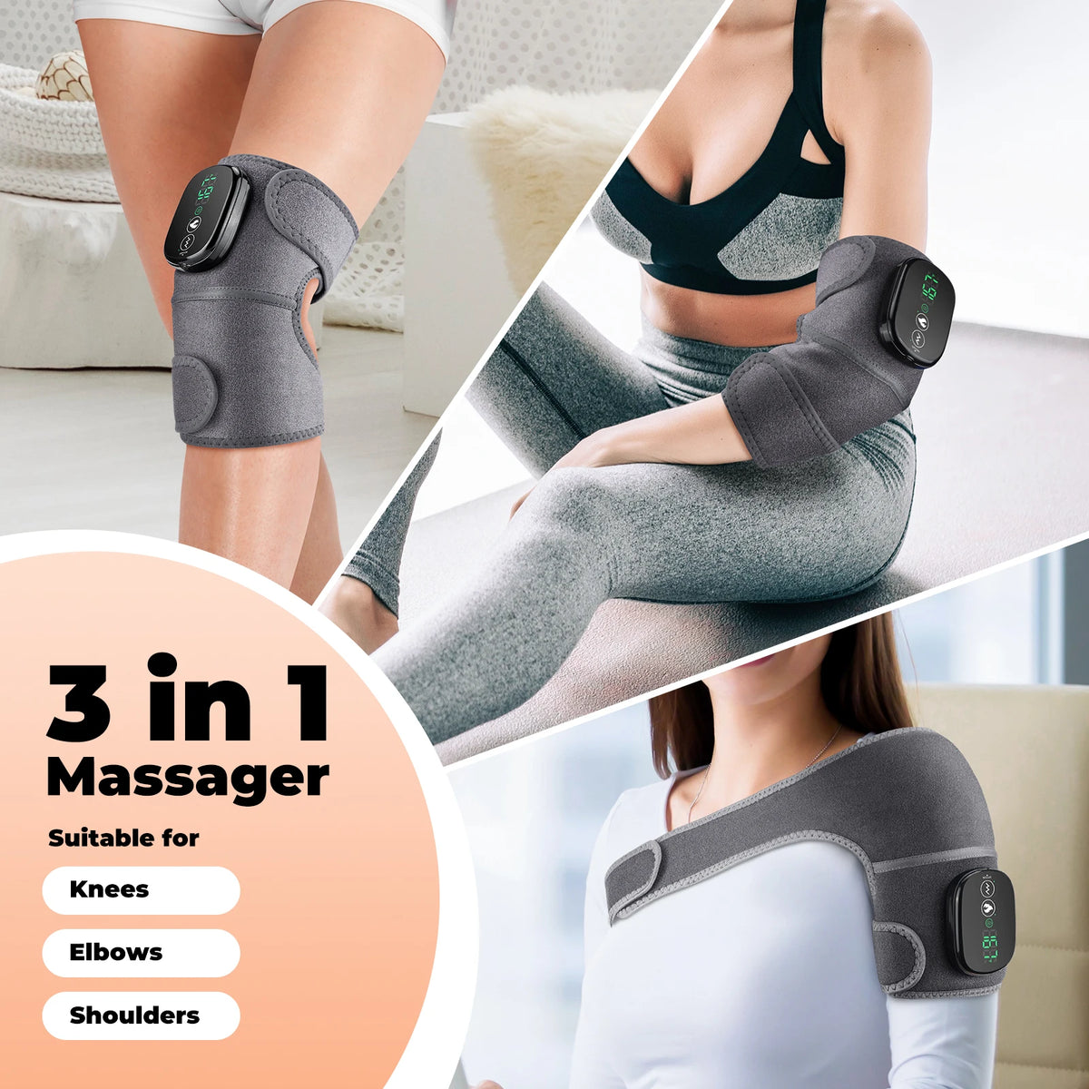 Cordless Heated Knee Massager with Vibration Therapy