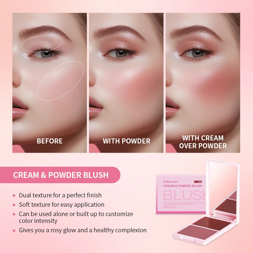 2-in-1 Cream and Powder Blush Palette for Radiant Cheek Makeup