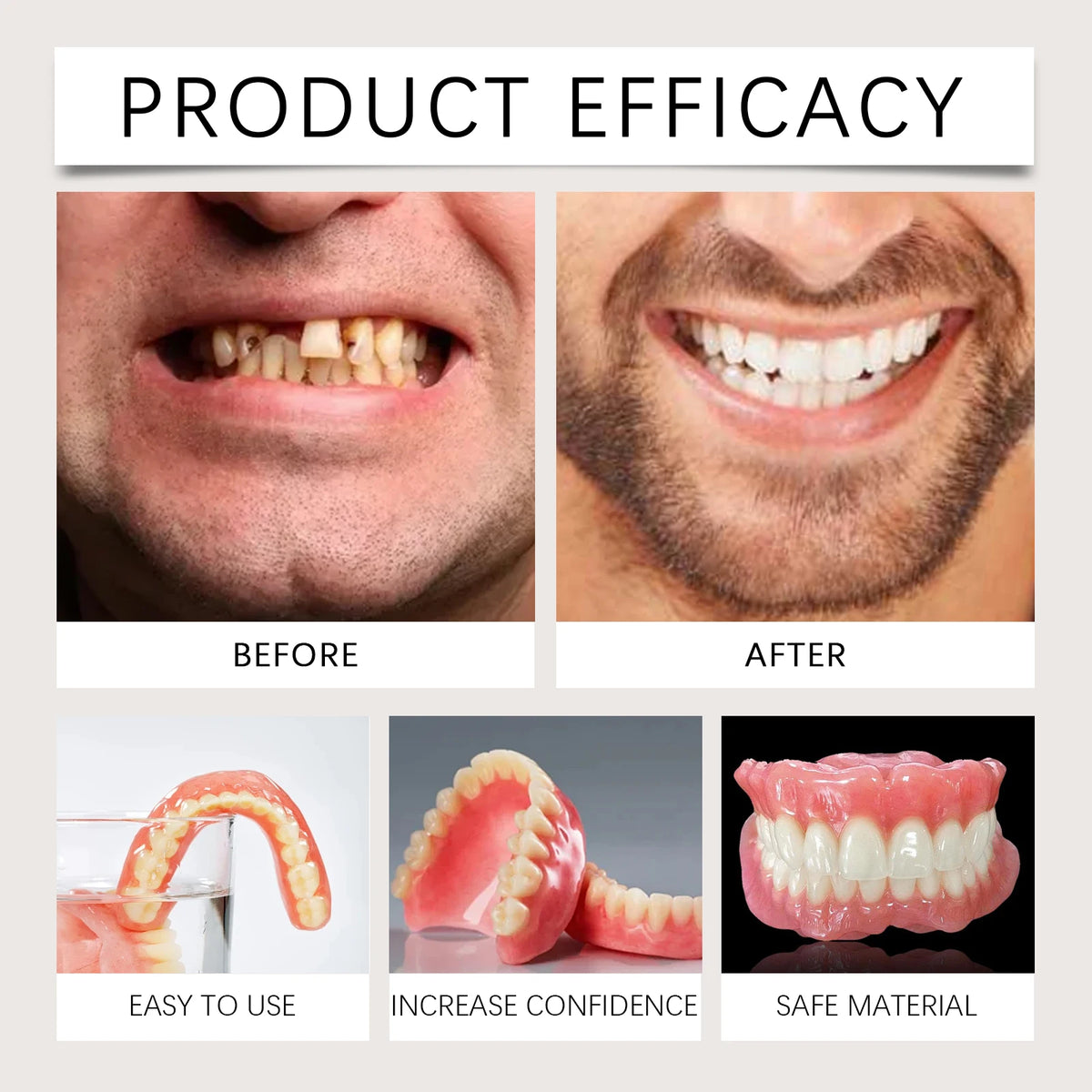 Comfortable Silicone Cosmetic Dentures for Instant Smile Restoration
