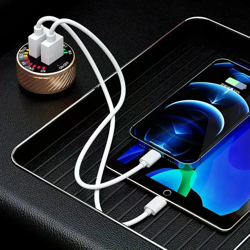 Dual USB Car Charger QC 3.0 Fast Charging Adapter with LED Voltmeter